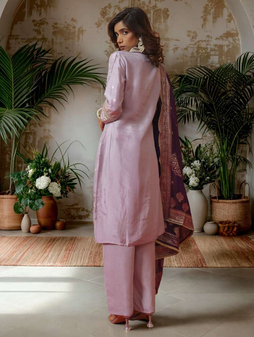 women self design three quarter sleeve kurta pant with dupatta set - 22282149 -  Standard Image - 3