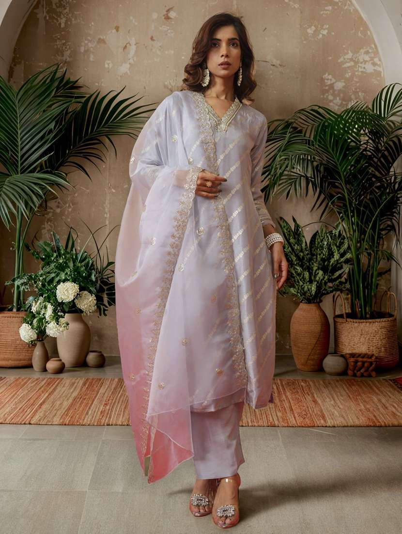 women self design three quarter sleeve kurta pant with dupatta set