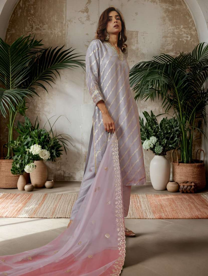 women self design three quarter sleeve kurta pant with dupatta set - 22282150 -  Standard Image - 5