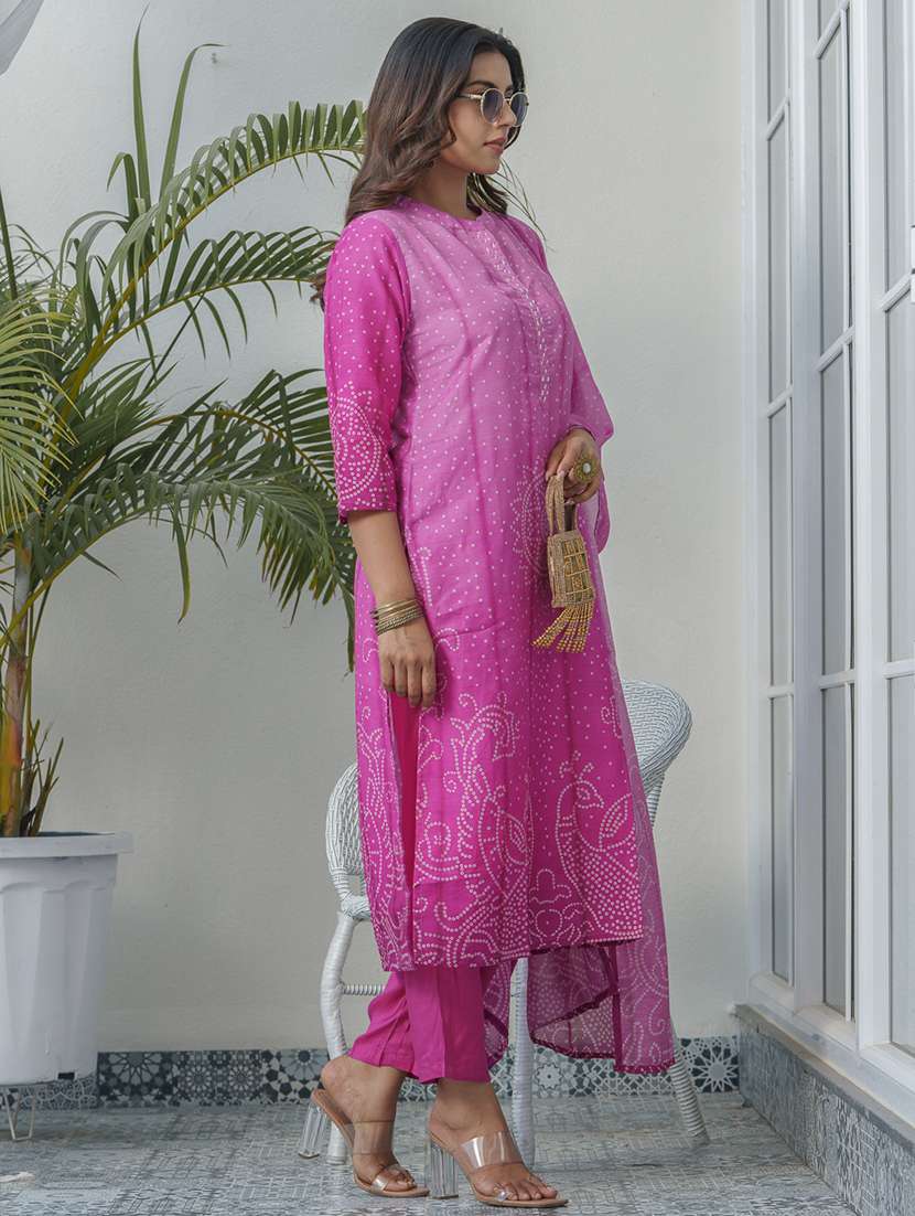 women printed three quarter sleeve kurta pant with dupatta set - 22282151 -  Standard Image - 5