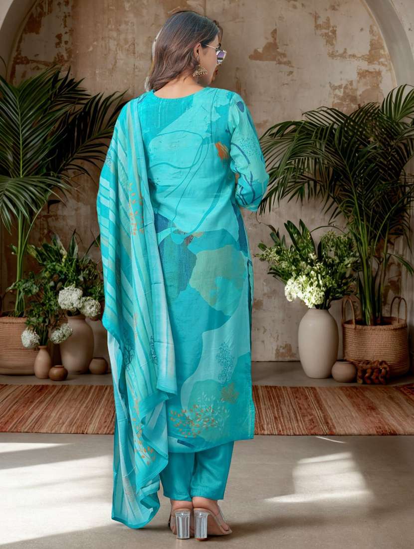 women printed three quarter sleeve kurta pant with dupatta set - 22282154 -  Standard Image - 3