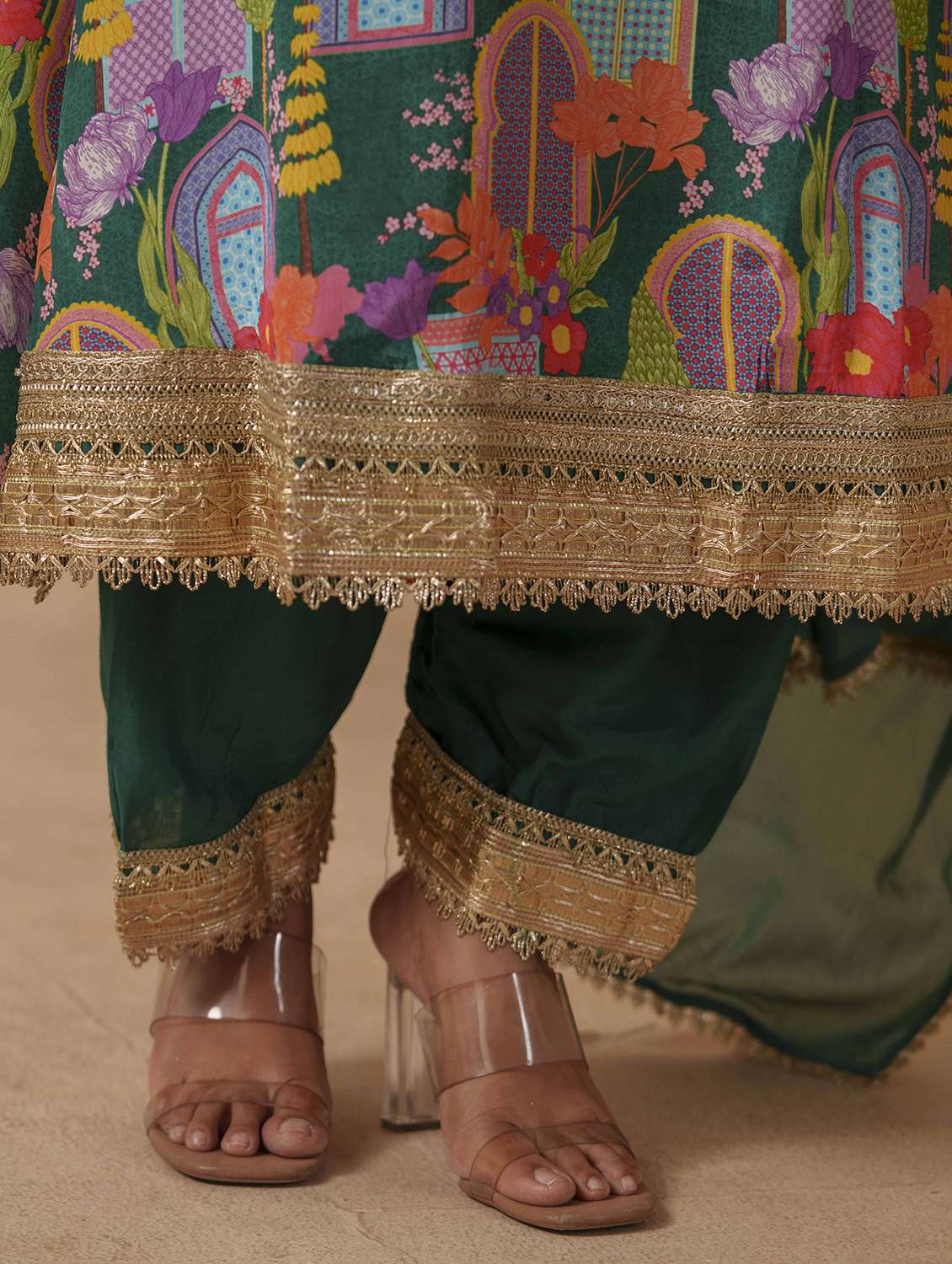 women printed three quarter sleeve kurta pant with dupatta set - 22282157 -  Standard Image - 5