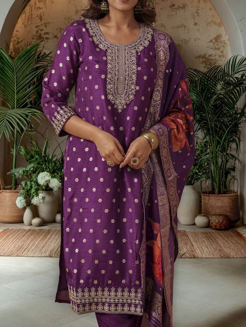 women self design three quarter sleeve kurta salwar with dupatta set - 22282160 -  Standard Image - 5