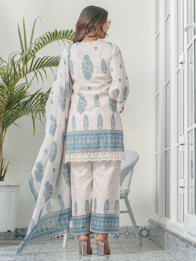 women printed three quarter sleeve kurta pant with dupatta set - 22282172 -  Standard Image - 3