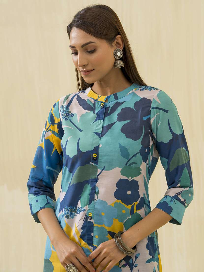 women printed three quarter sleeve kurta pant set - 22282178 -  Standard Image - 5