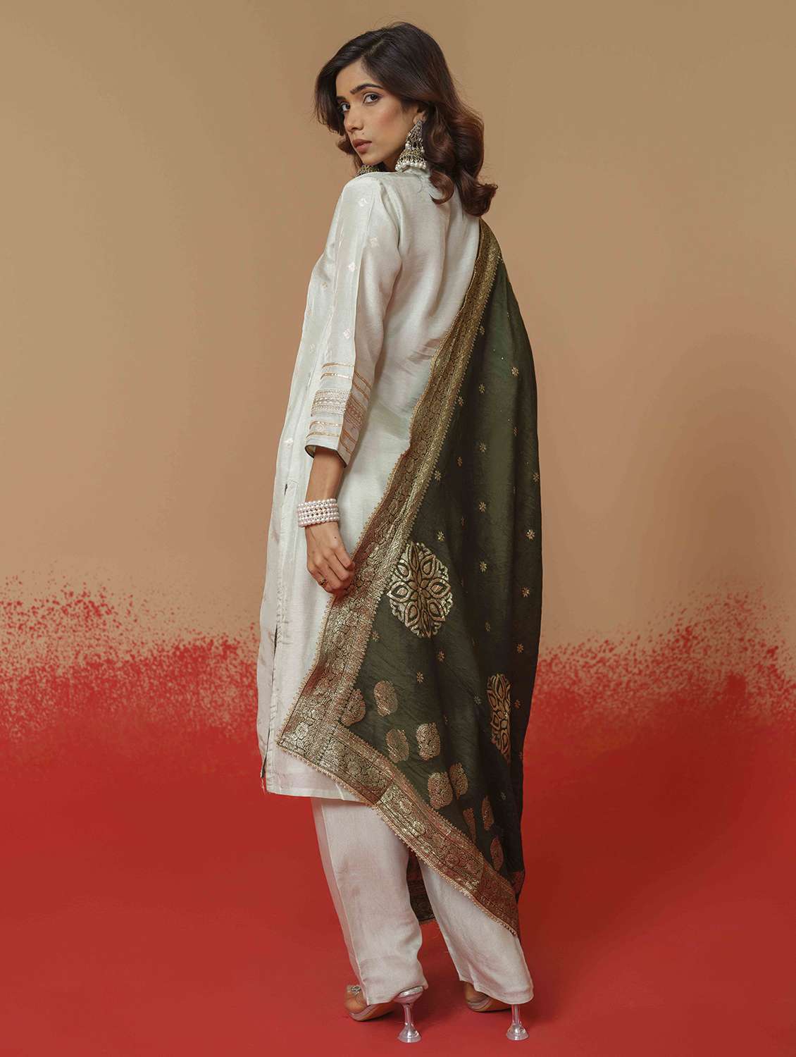 women self design three quarter sleeve kurta pant with dupatta set - 22282200 -  Standard Image - 3