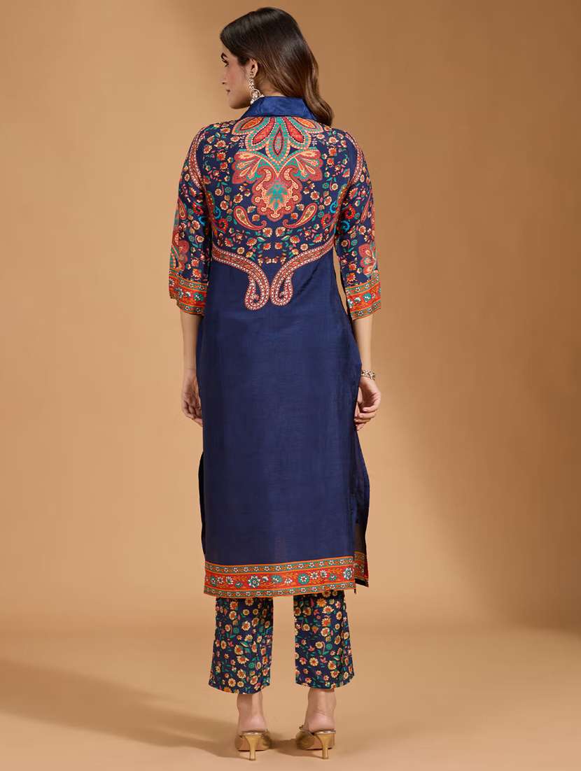 women printed three quarter sleeve kurta pant set  - 22282202 -  Standard Image - 3