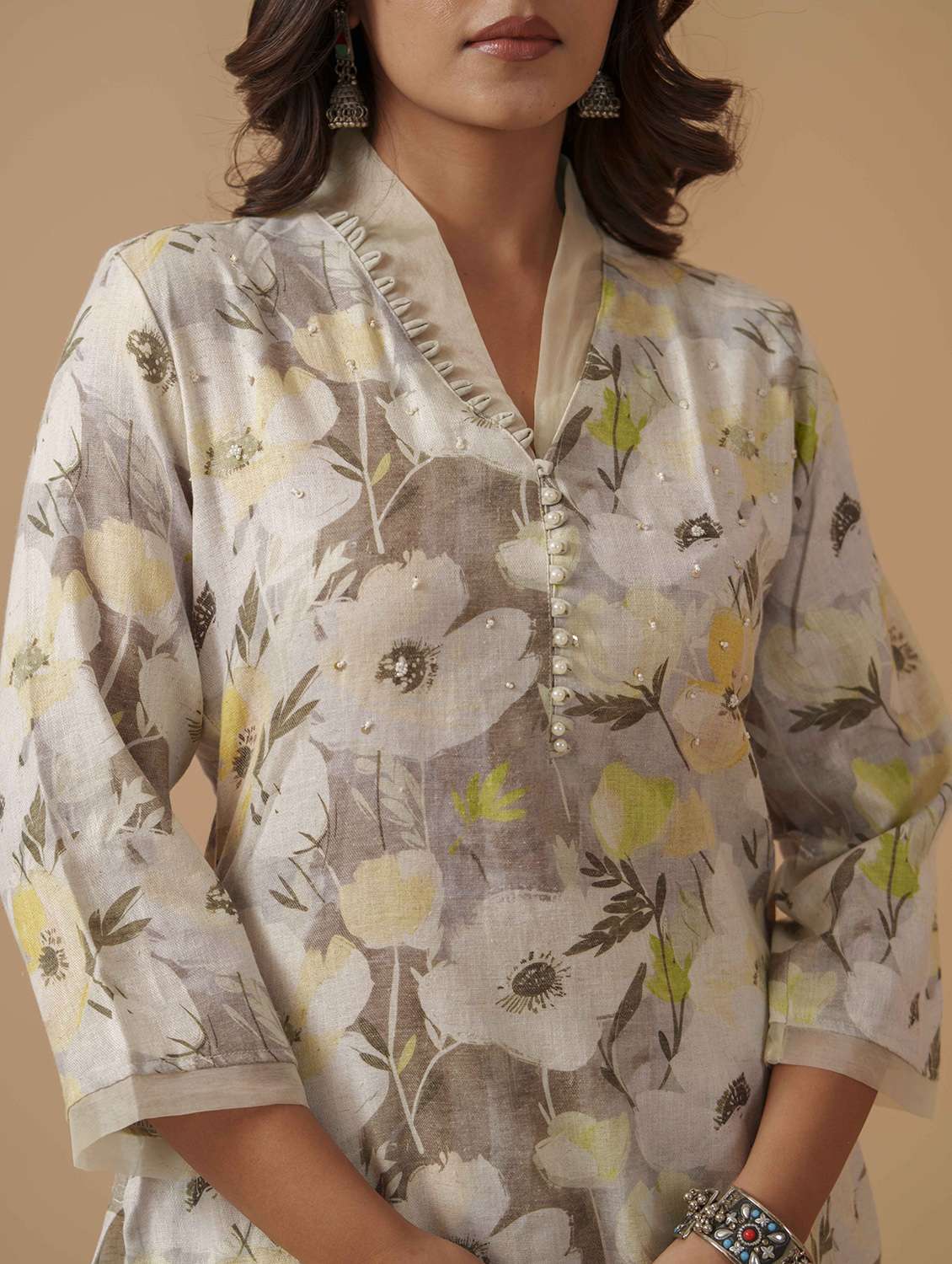 women floral three quarter sleeve kurta pant set - 22282208 -  Standard Image - 5