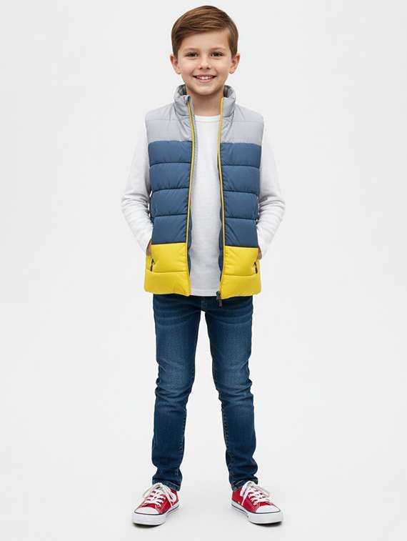 boys color blocked sleeveless quilted jacket - 22282280 -  Standard Image - 3