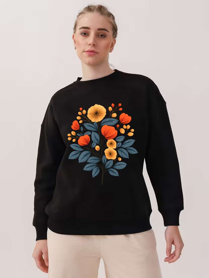 women floral printed long sleeve sweatshirt
