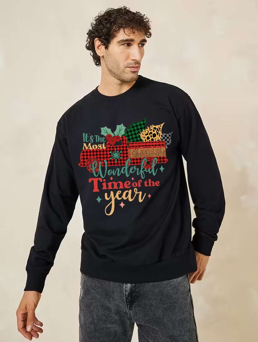 men printed long sleeve regular fit sweatshirt