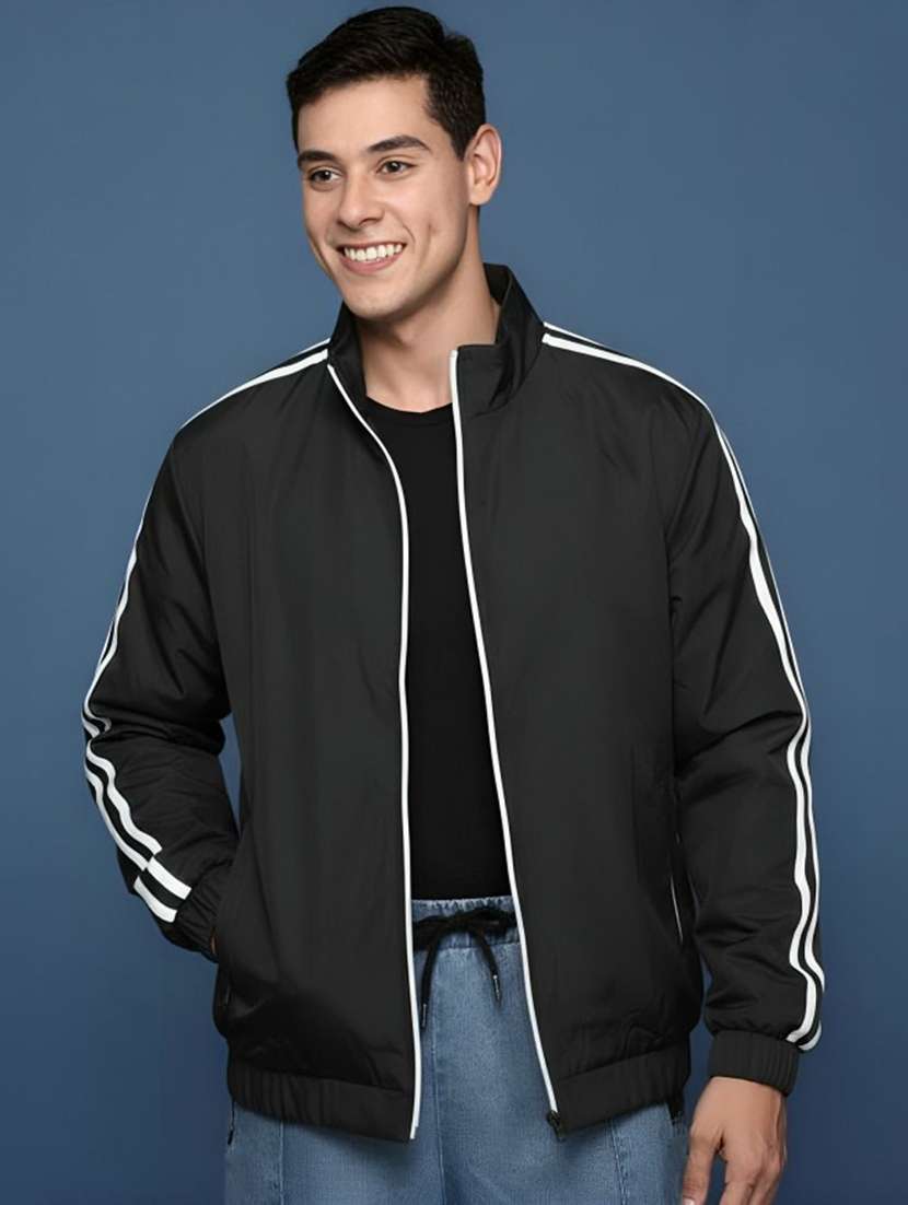 men taped long sleeve lightweight bomber jacket