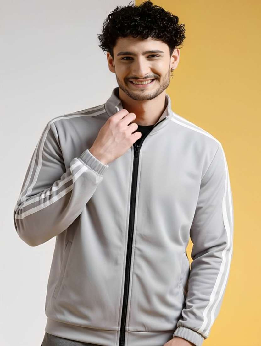 men side taped long sleeve regular fit casual jacket