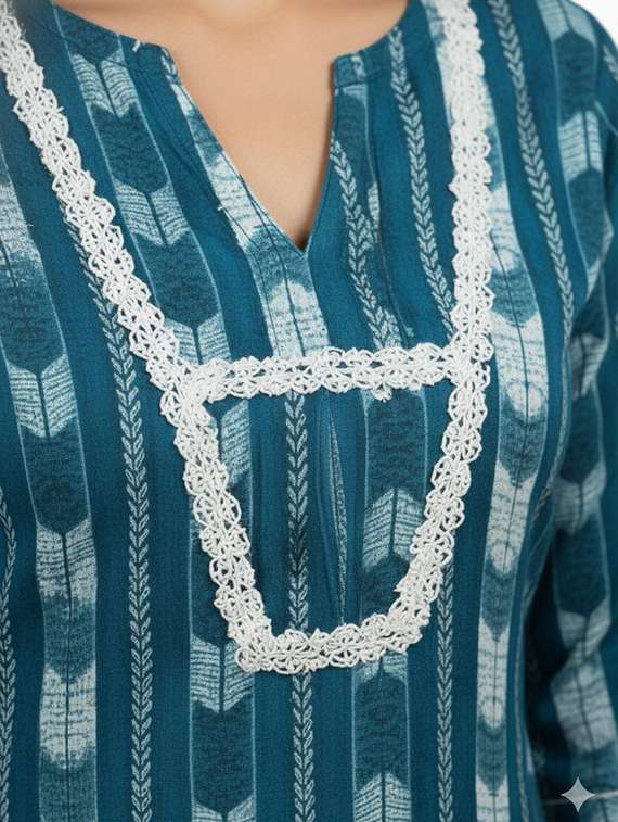 women printed three quarter sleeve straight kurta - 22282325 -  Standard Image - 3