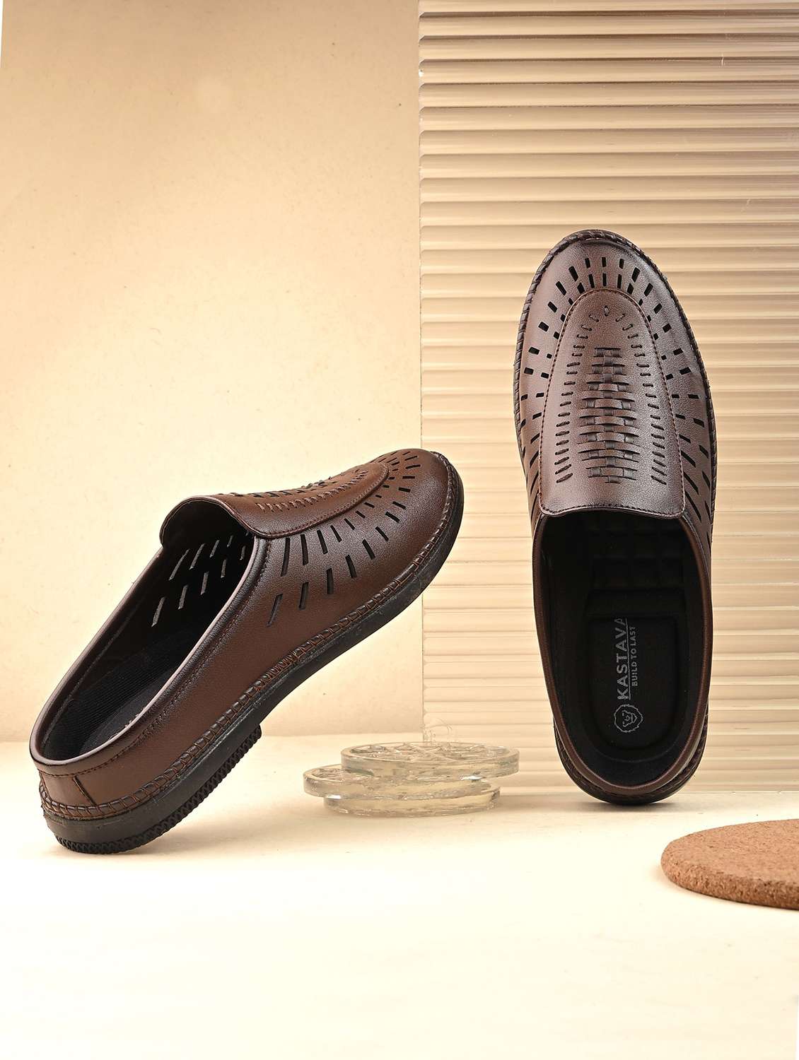 men brown slip on mule