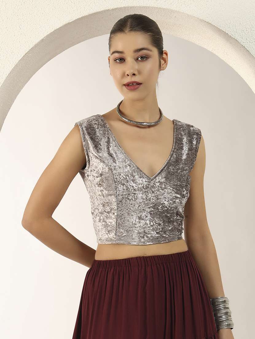 women solid sleeveless stitched blouse - 22282343 -  Standard Image - 3