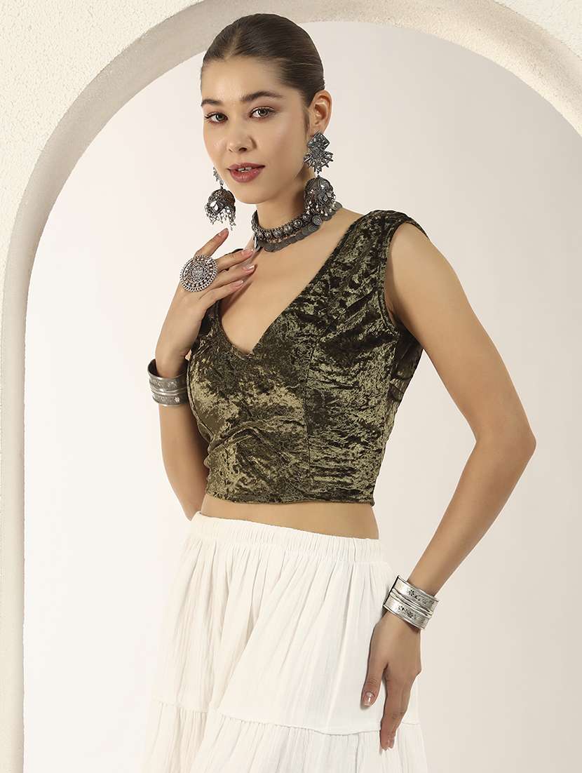 women solid sleeveless stitched blouse - 22282344 -  Standard Image - 3