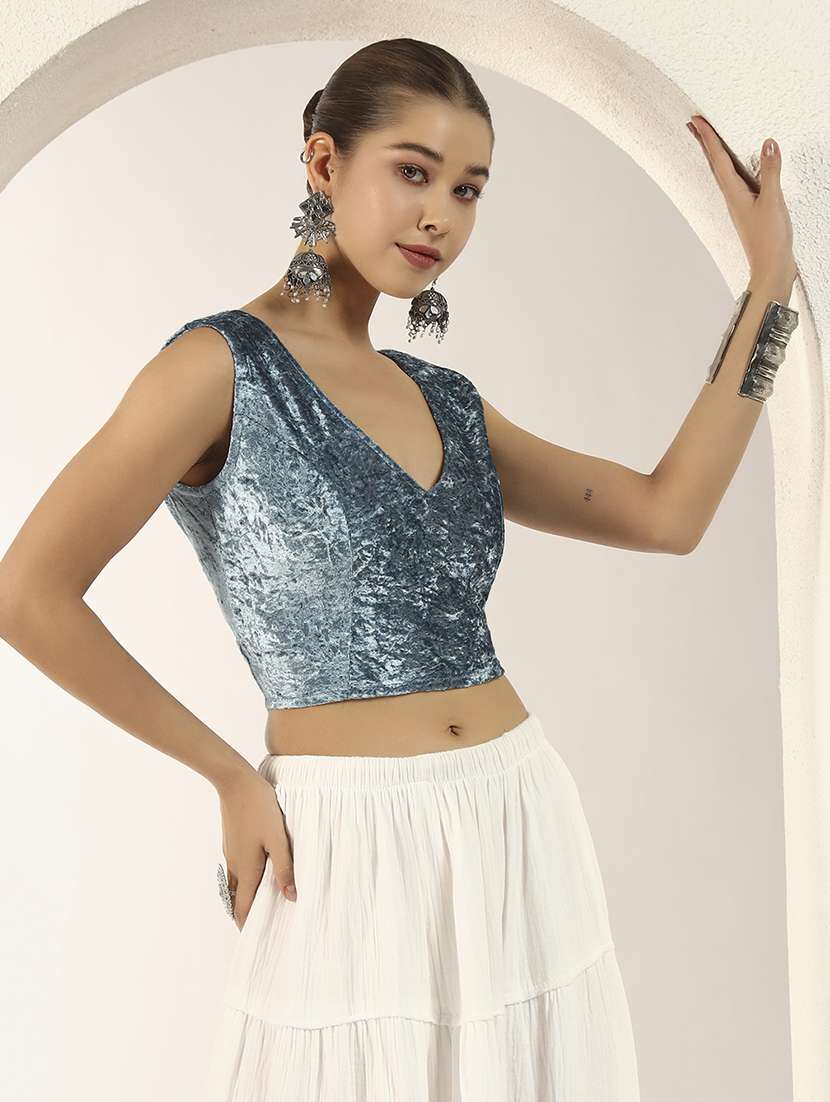 women solid sleeveless stitched blouse - 22282345 -  Standard Image - 3