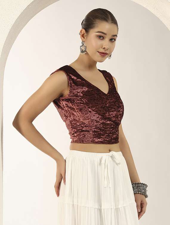 women solid sleeveless stitched blouse - 22282346 -  Standard Image - 3