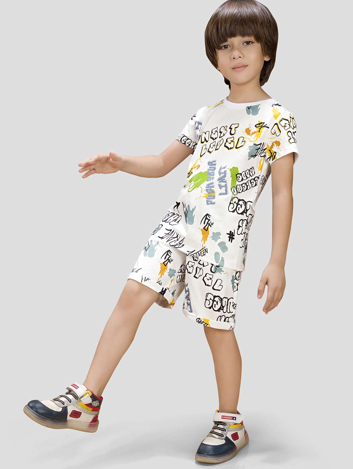 boys printed shorts co-ord set