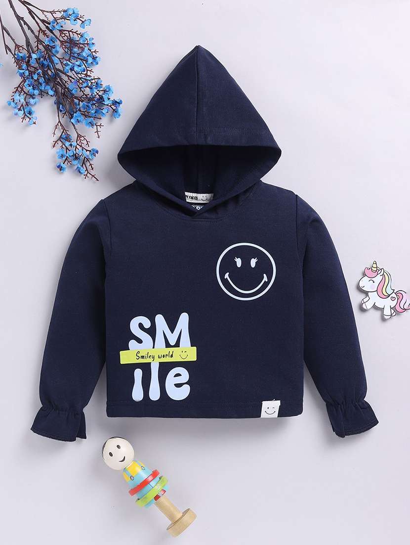 girls printed long sleeve hooded sweatshirt