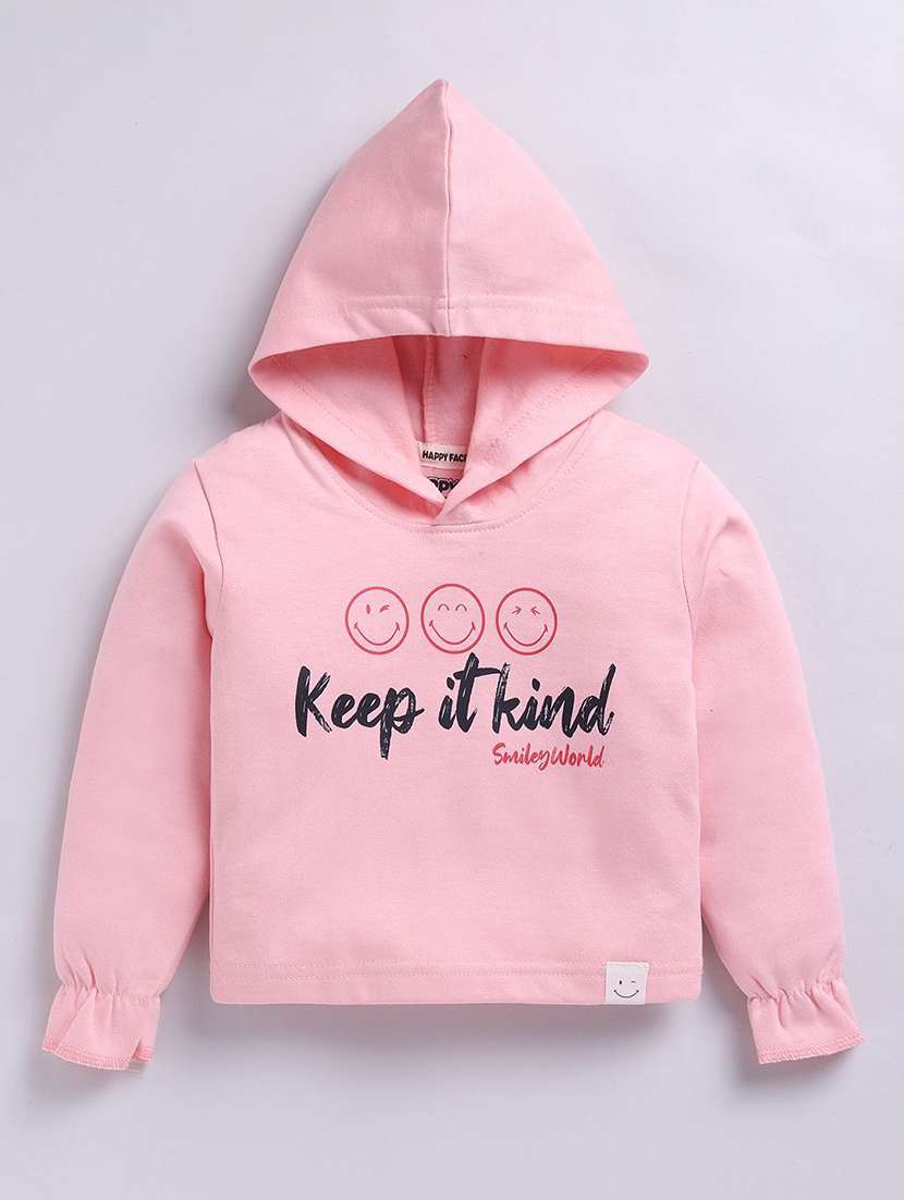 girls printed long sleeve hooded sweatshirt
