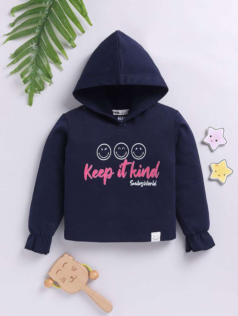 girls printed long sleeve hooded sweatshirt