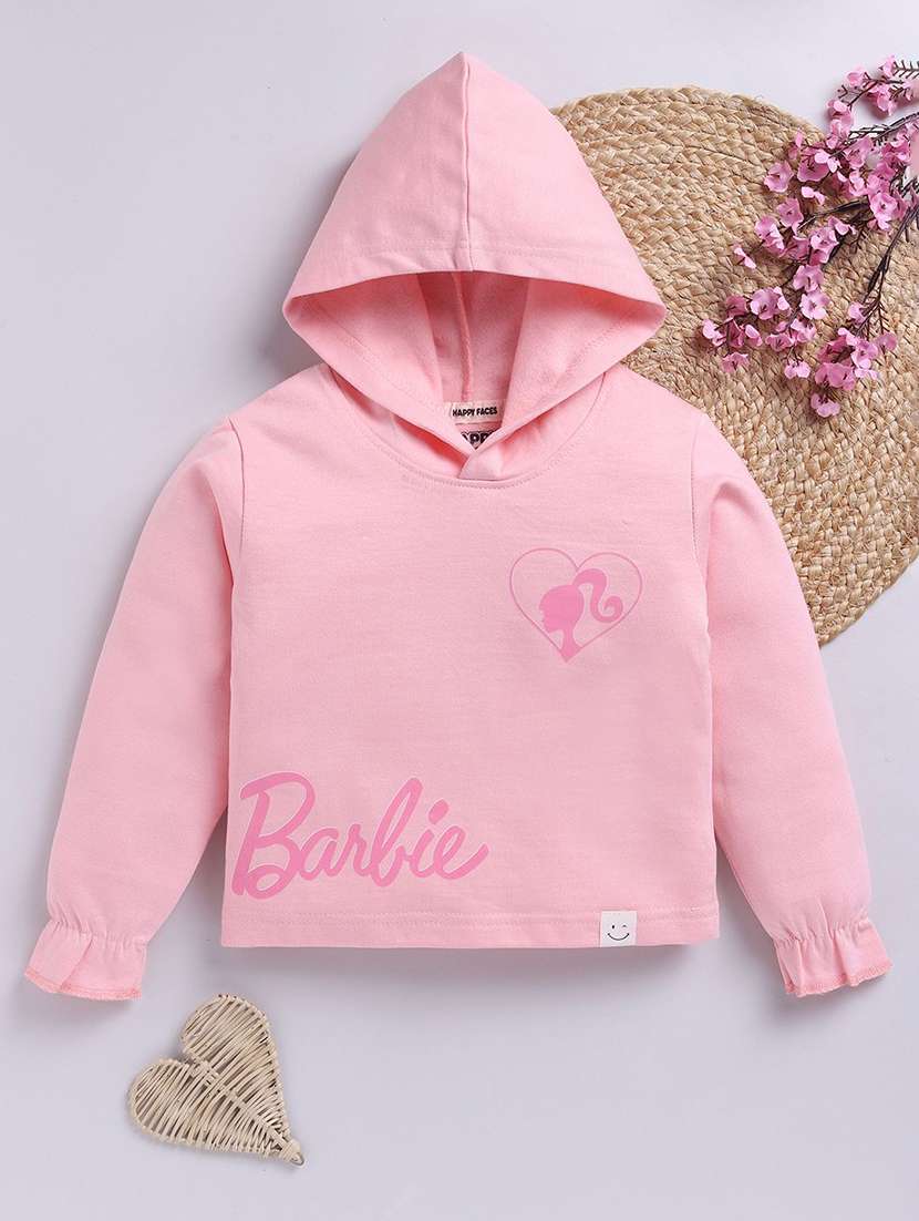 girls printed long sleeve hooded sweatshirt