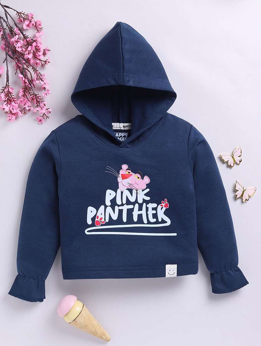 girls printed long sleeve hooded sweatshirt