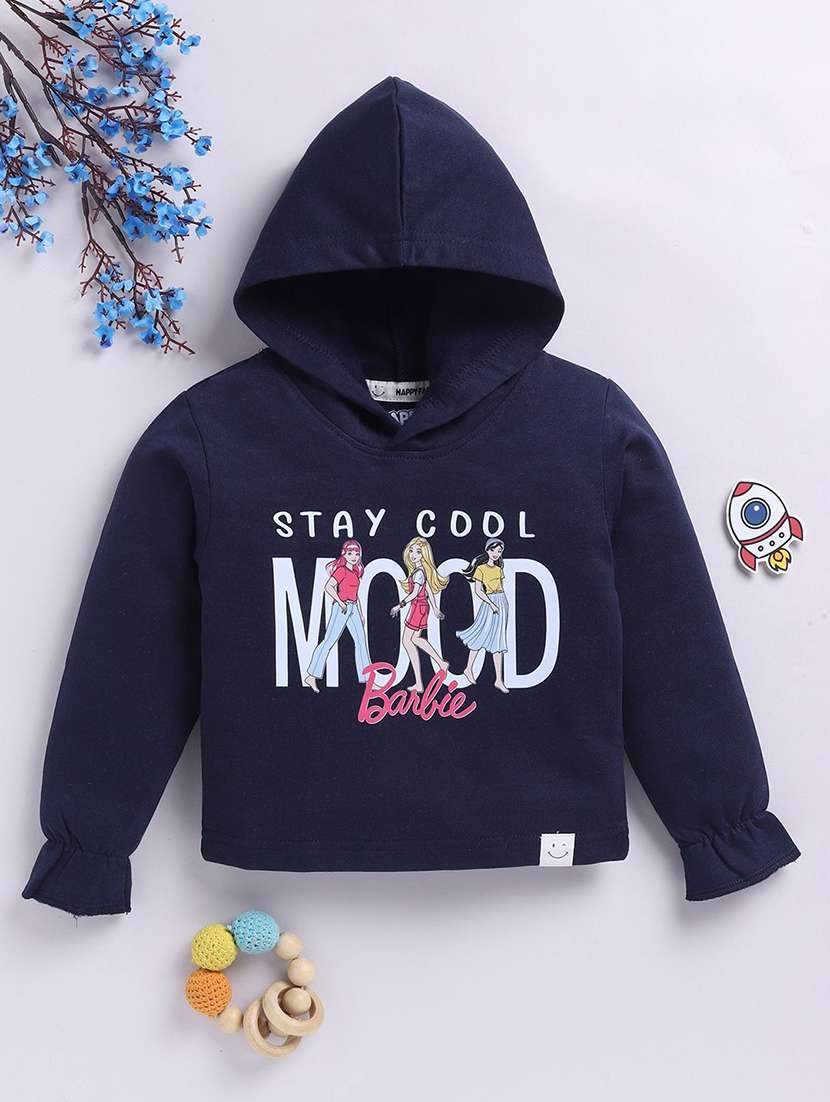 girls printed long sleeve hooded sweatshirt