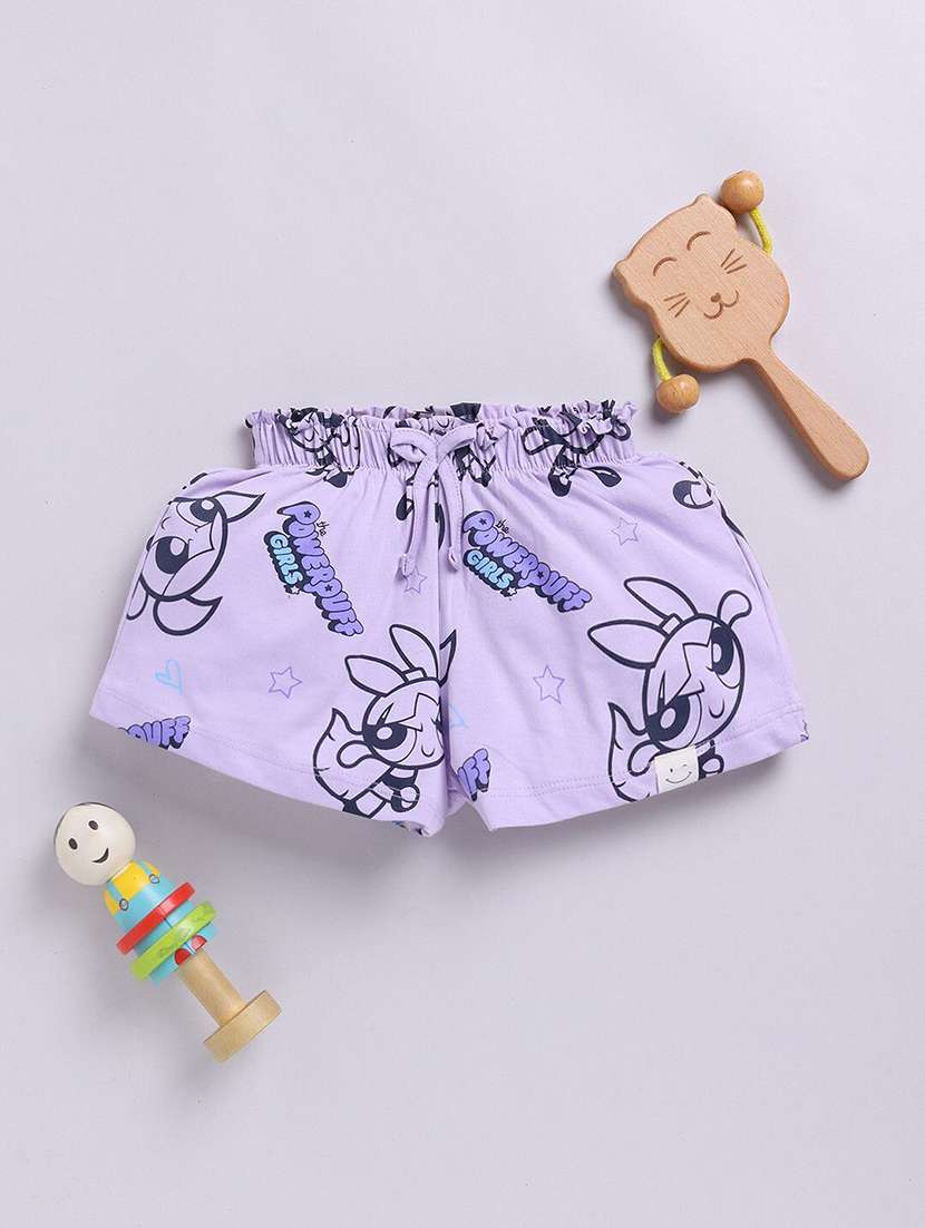 girls printed mid rise shorts