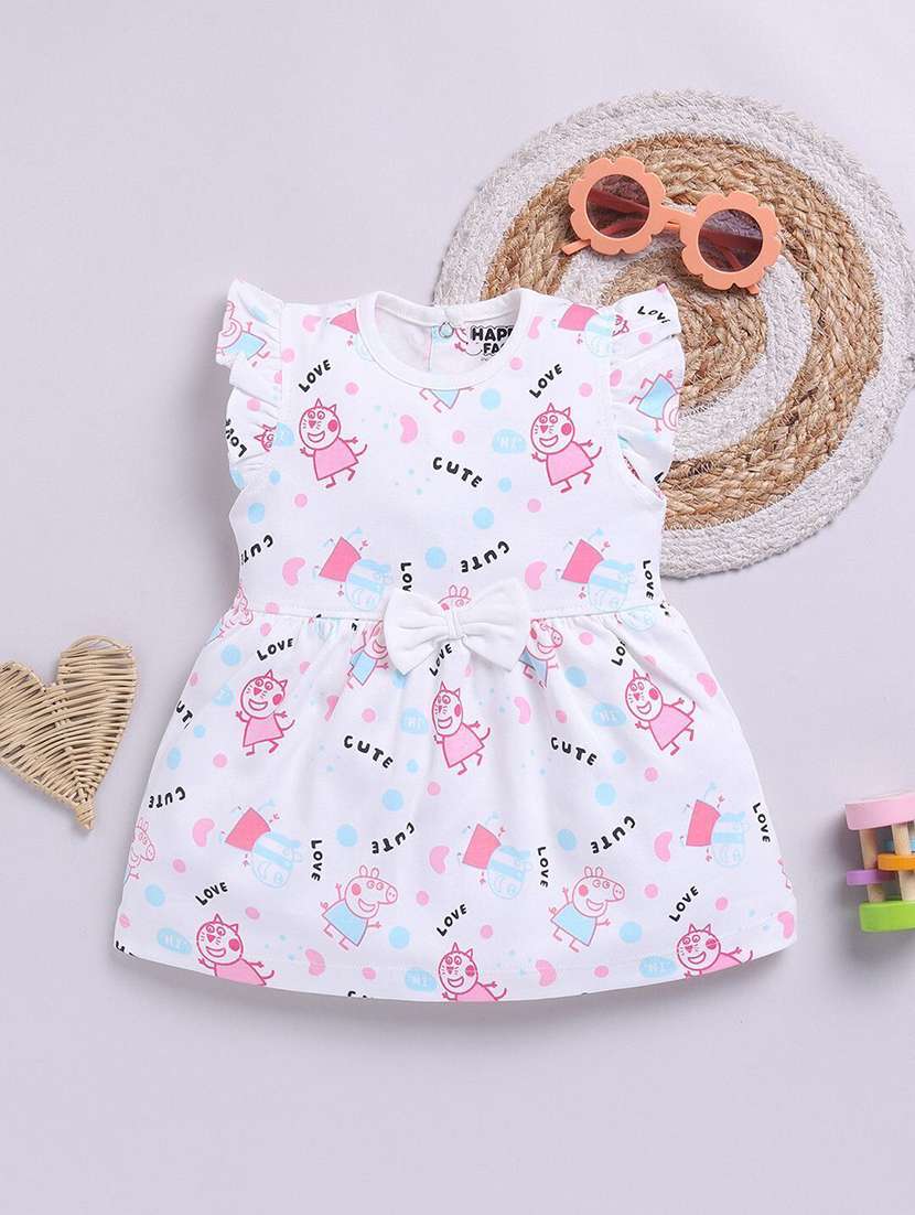 girls printed sleeveless fit & flare dress