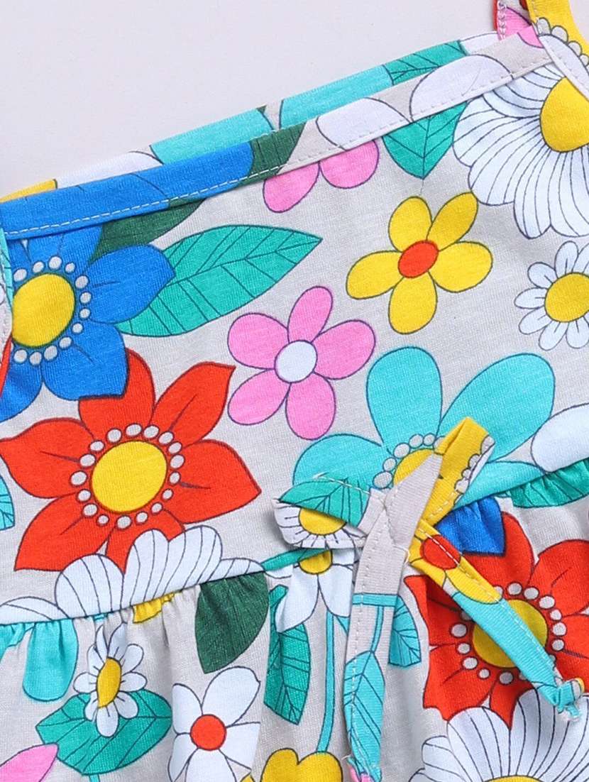 multi colored cotton blend fit & flare dressgirls printed shoulder strap fit and flared dress - 22282547 -  Standard Image - 3