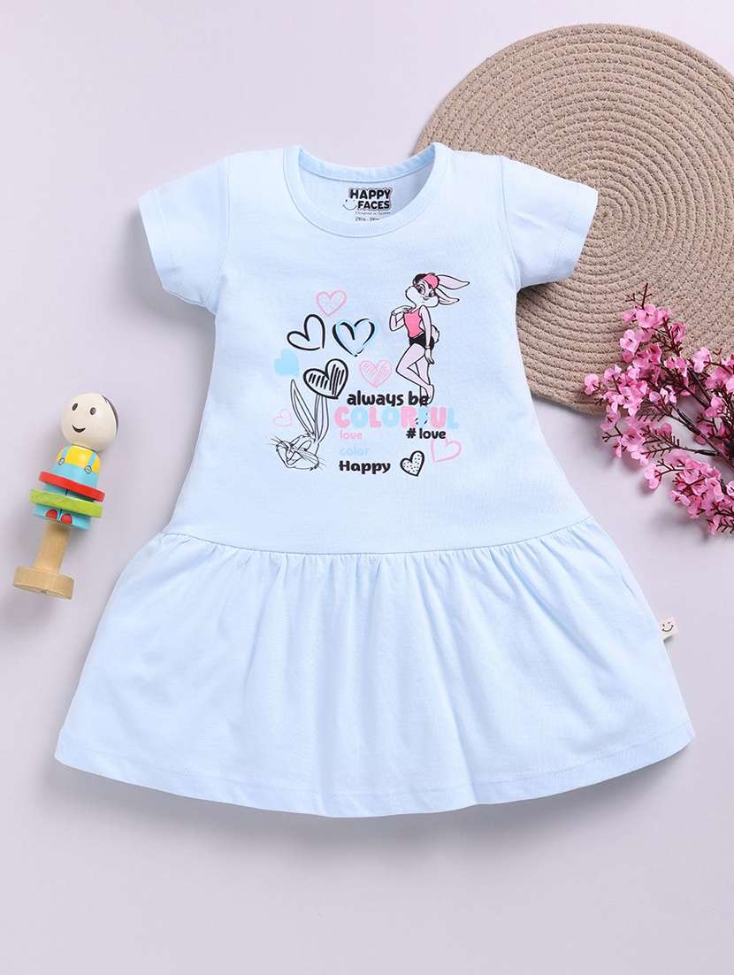 girls printed short sleeve tiered dress