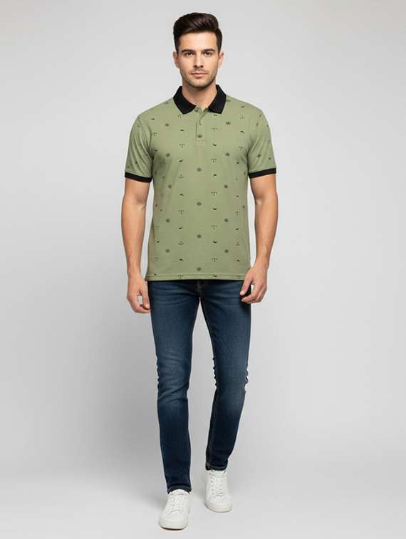 men printed short sleeve regular fit polo t-shirt - 22282568 -  Standard Image - 3