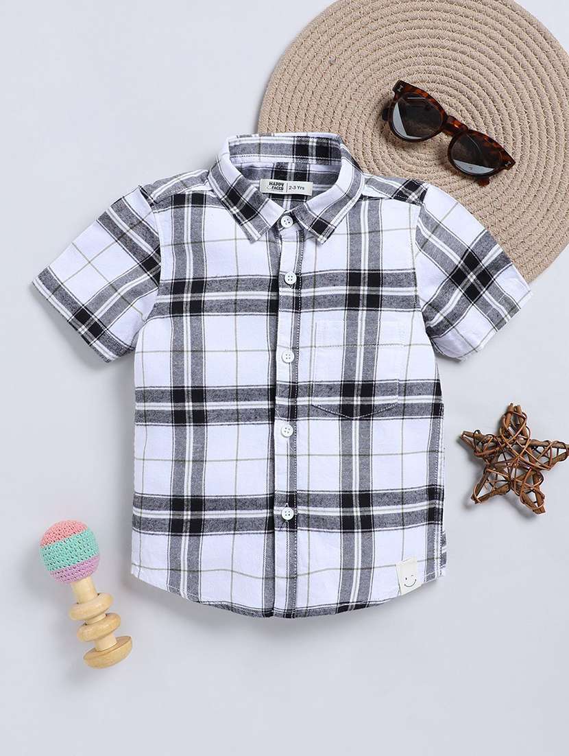boys checkered collared short sleeve shirt