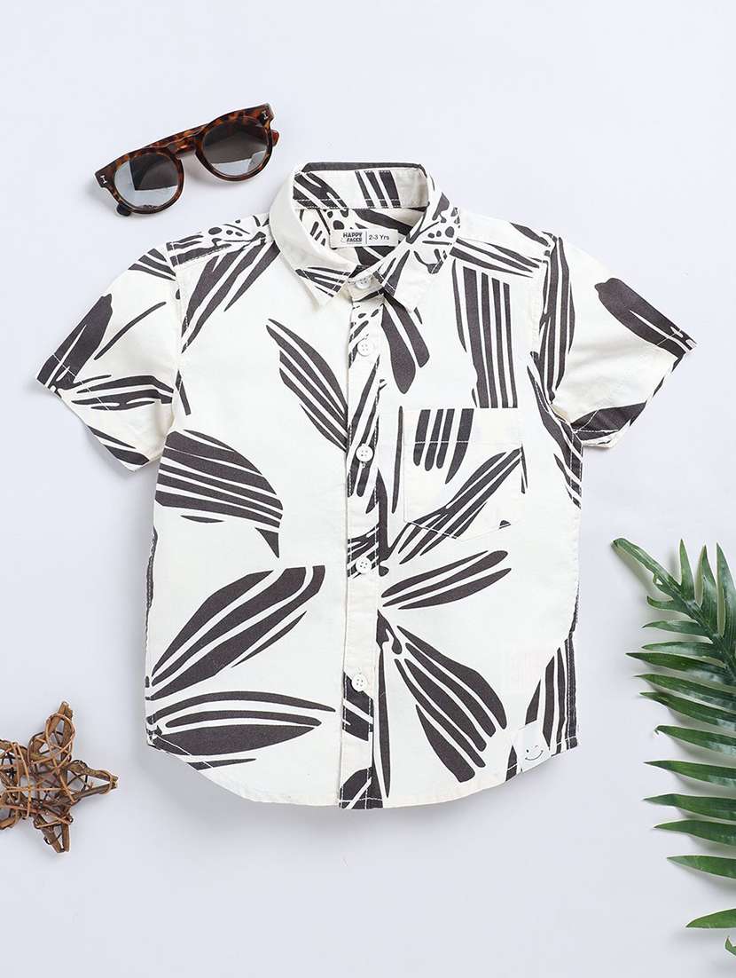 boys printed collared short sleeve shirt