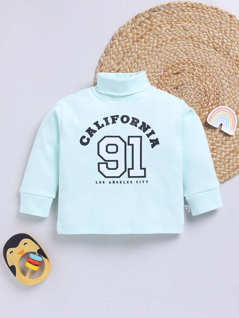 boys printed long sleeve turtle neck sweatshirt