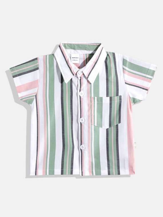 boys striped collared short sleeve shirt