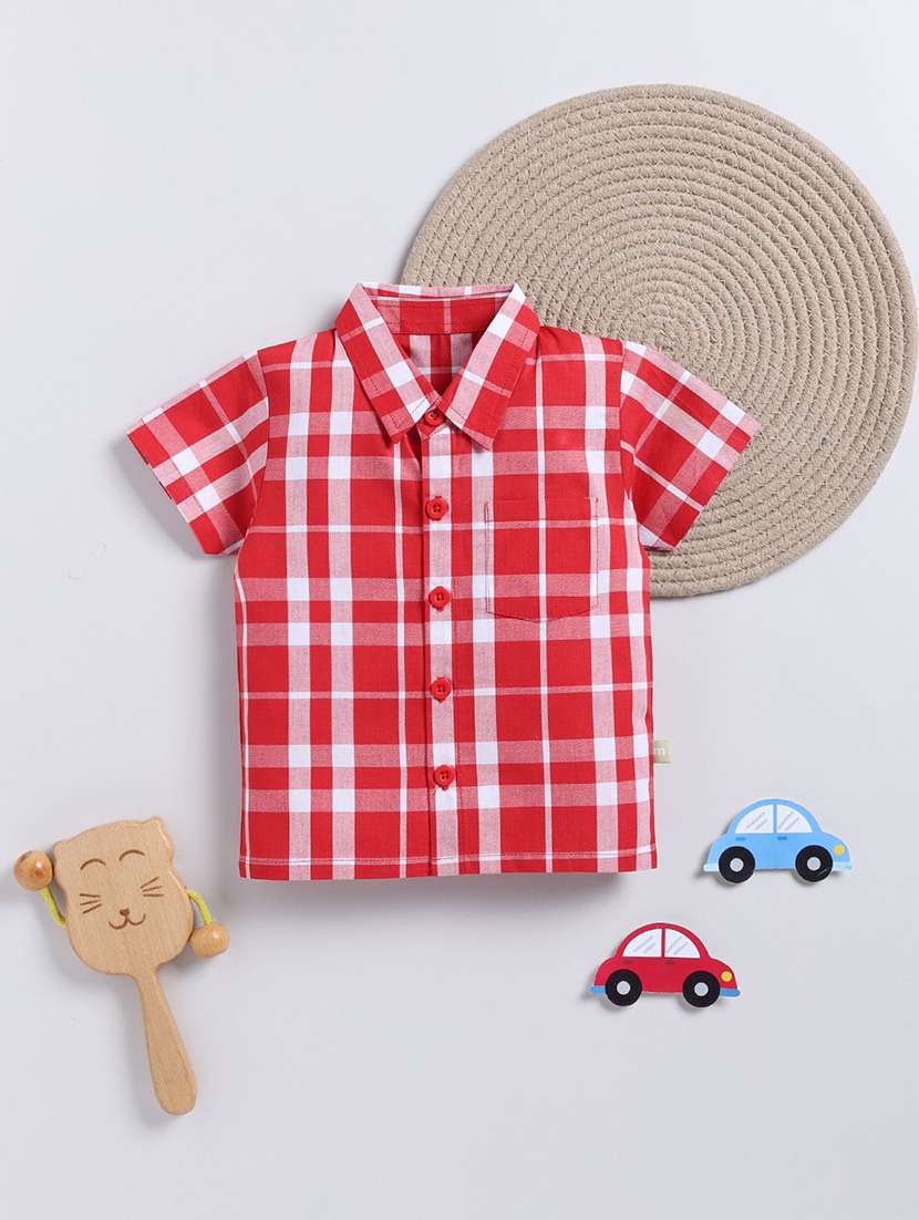boys checkered collared short sleeve shirt