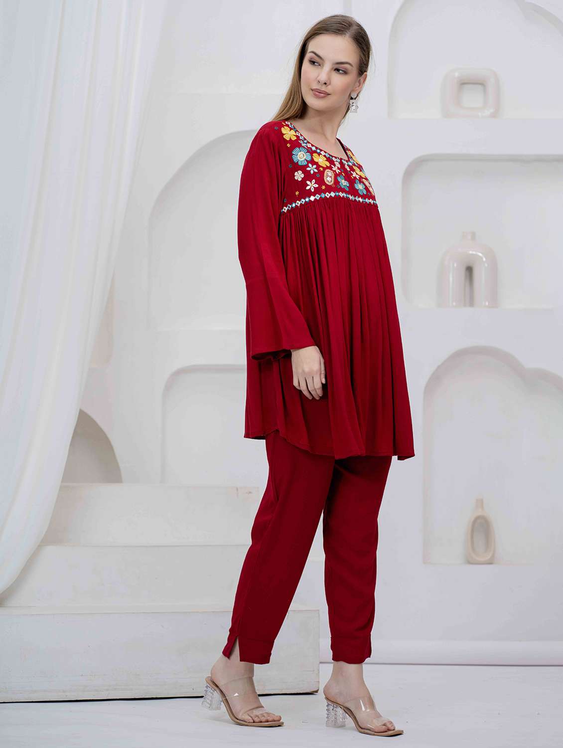 women embroidered long sleeve co-ord set - 22283047 -  Standard Image - 3