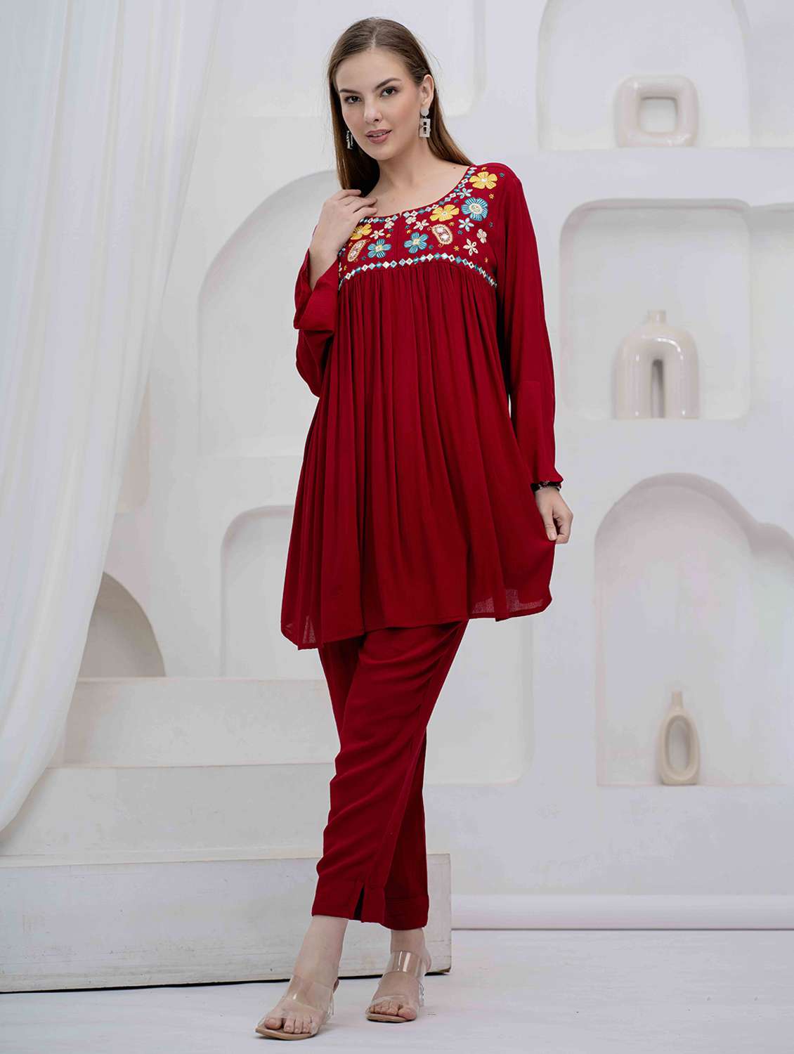 women embroidered long sleeve co-ord set - 22283047 -  Standard Image - 5