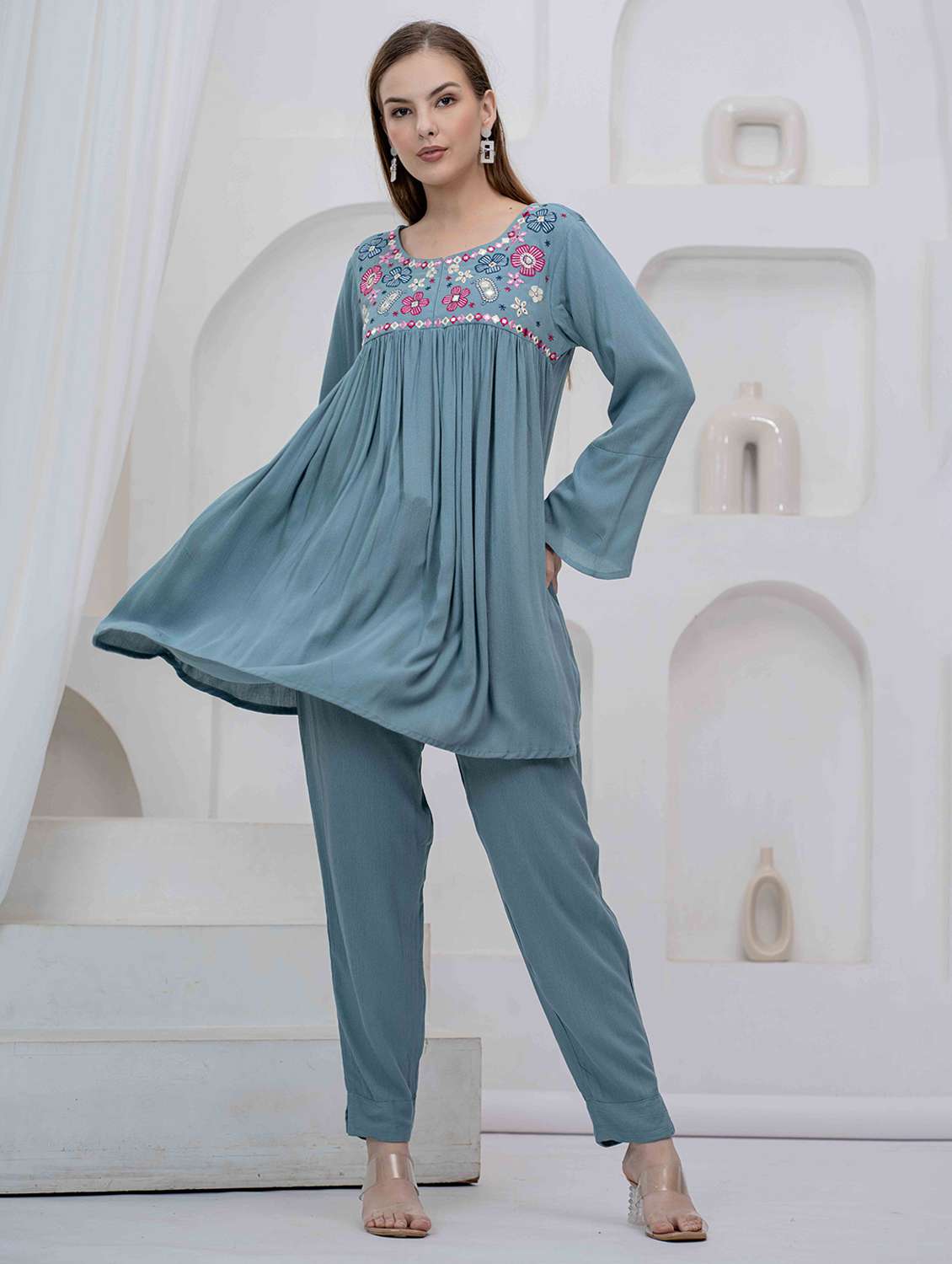 women embroidered long sleeve co-ord set - 22283048 -  Standard Image - 3