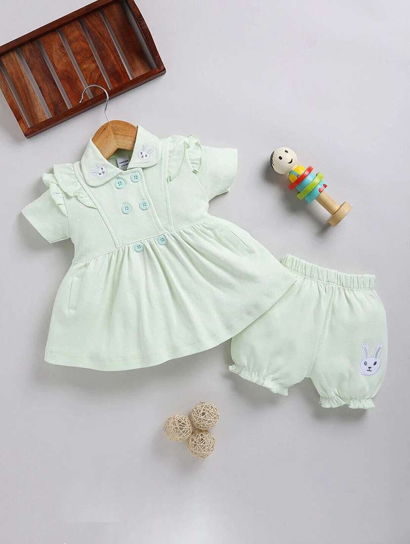girls solid short sleeve dress with blommer