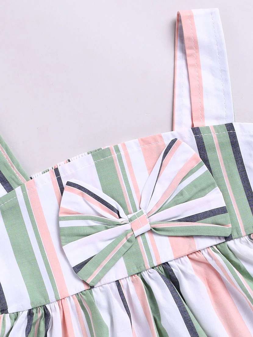 girls striped shoulder strap flared dress - 22283155 -  Standard Image - 3