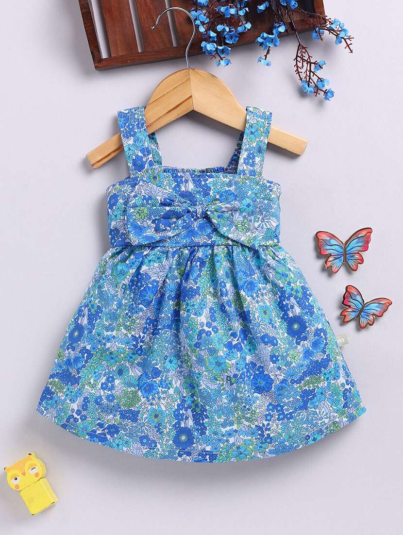 girls printed shoulder strap flared dress