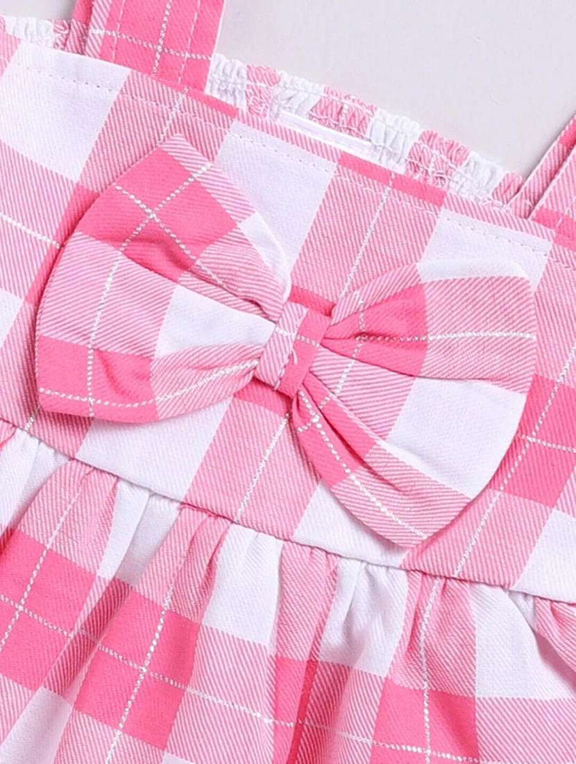 girls checkered shoulder strap flared dress - 22283163 -  Standard Image - 3