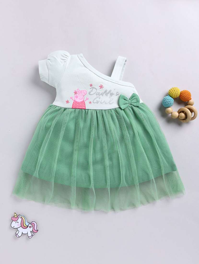 girls printed single shoulder dress