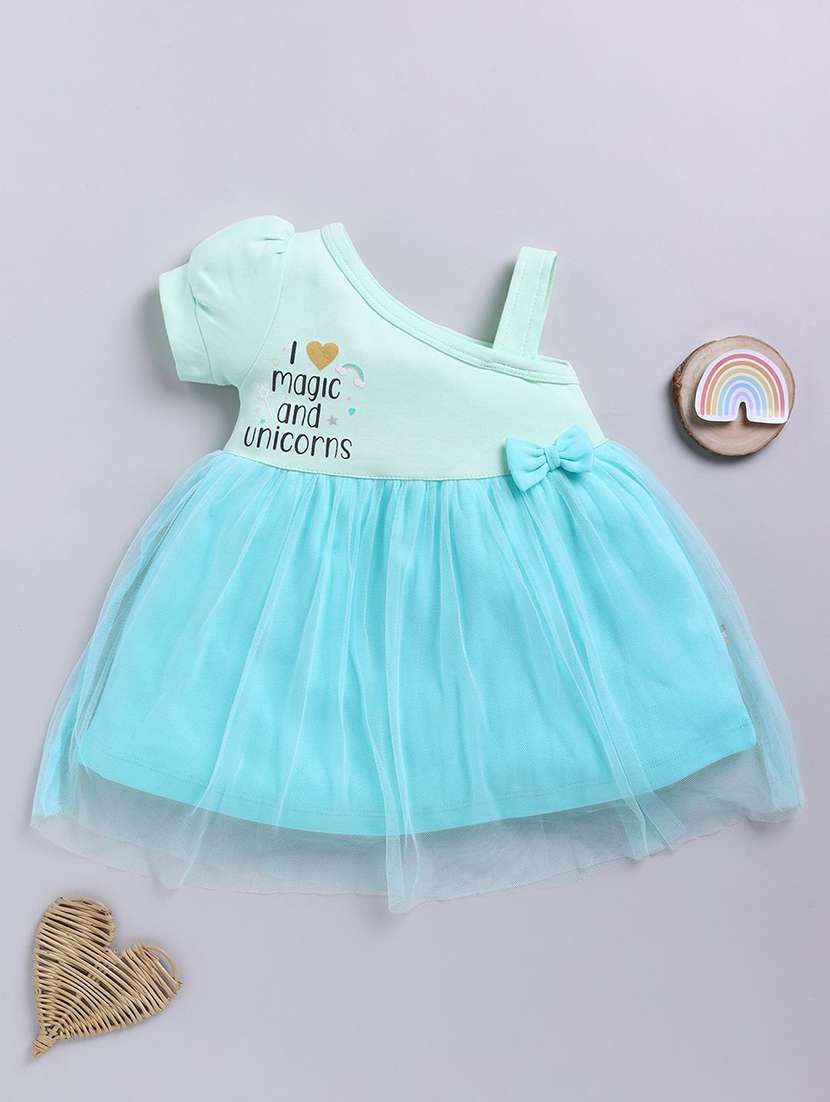 girls printed single shoulder flared dress