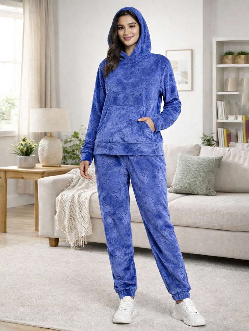 women solid long sleeve nightwear pyjama set